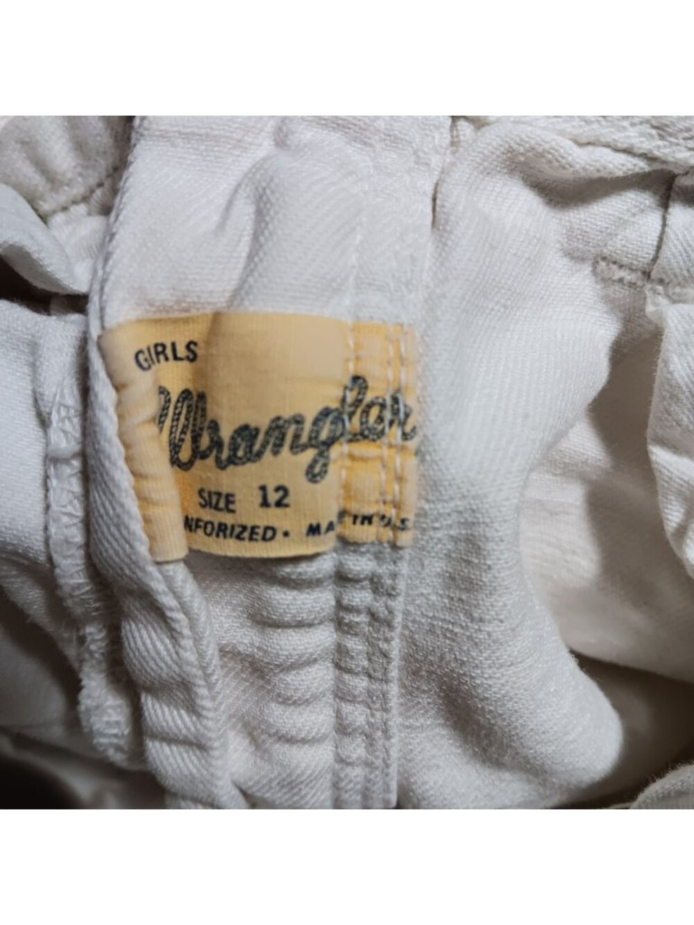 12 Girls Shorts Vintage 60's 22W Wrangler White Denim Cowgirl Snap & Zip Closure